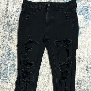 American Eagle Outfitters Black Distressed Skinny Jeans